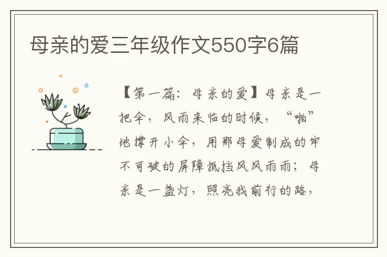 母亲的爱三年级作文550字6篇