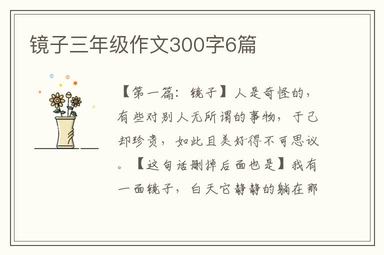 镜子三年级作文300字6篇