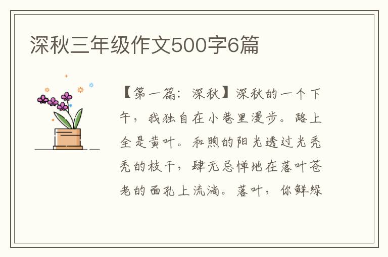 深秋三年级作文500字6篇