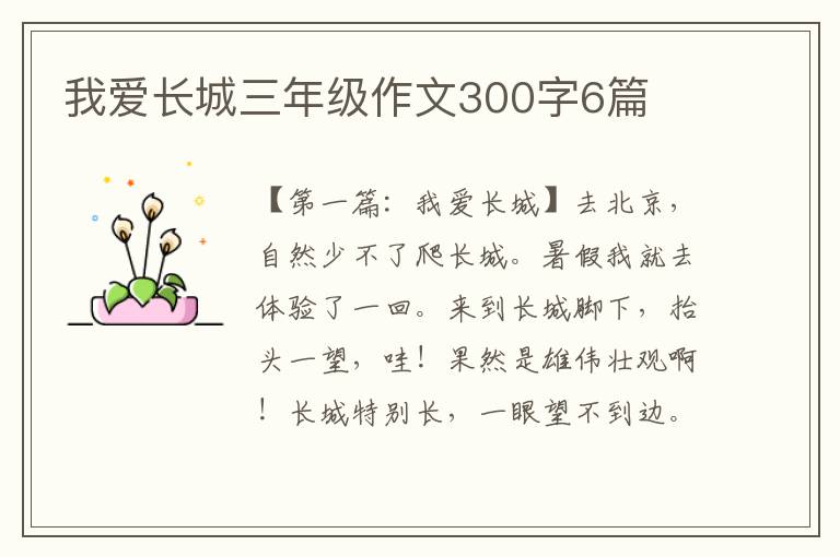 我爱长城三年级作文300字6篇