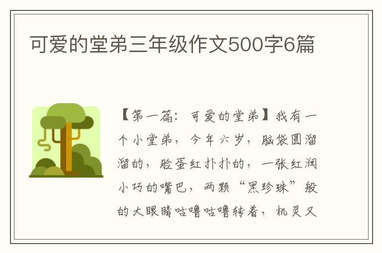 可爱的堂弟三年级作文500字6篇