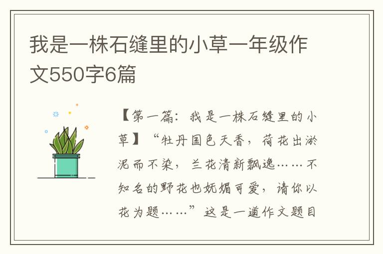 我是一株石缝里的小草一年级作文550字6篇