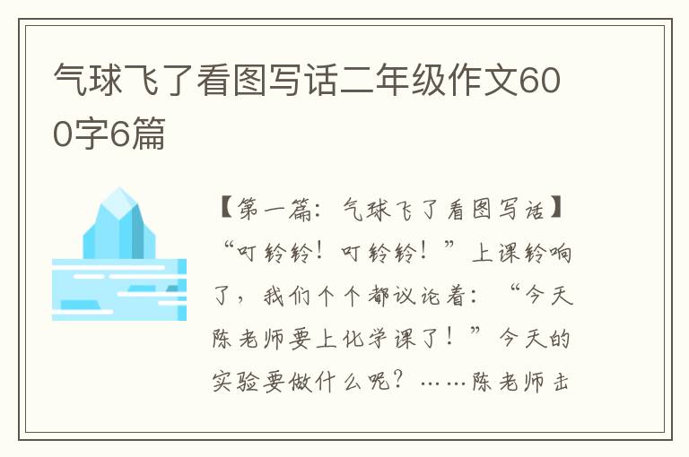 气球飞了看图写话二年级作文600字6篇