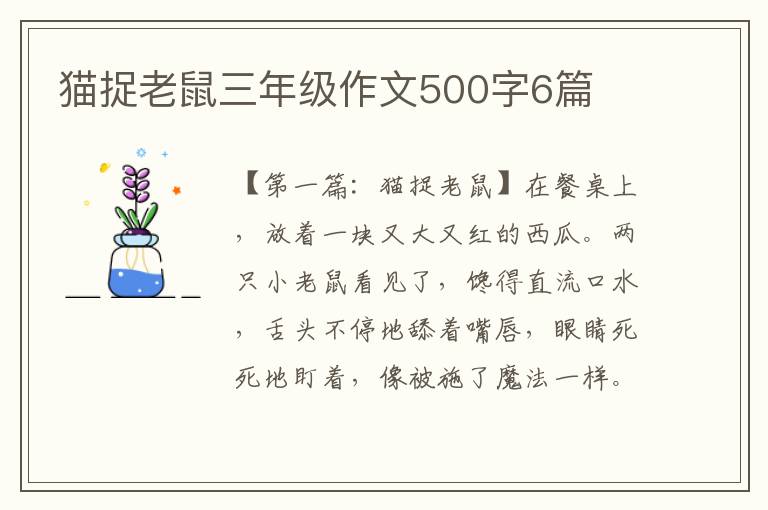 猫捉老鼠三年级作文500字6篇