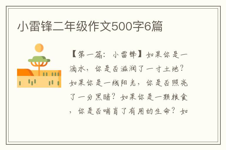 小雷锋二年级作文500字6篇