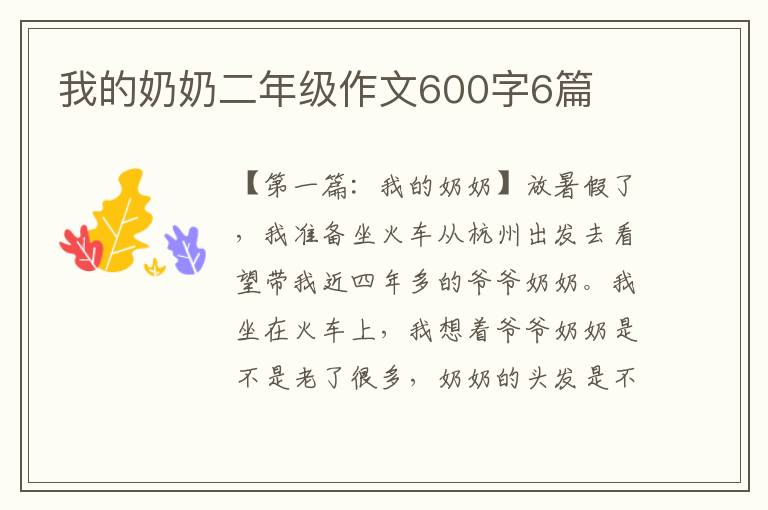 我的奶奶二年级作文600字6篇