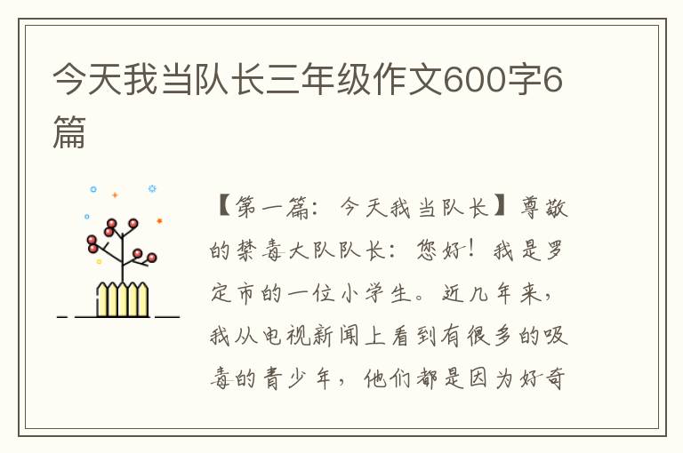 今天我当队长三年级作文600字6篇