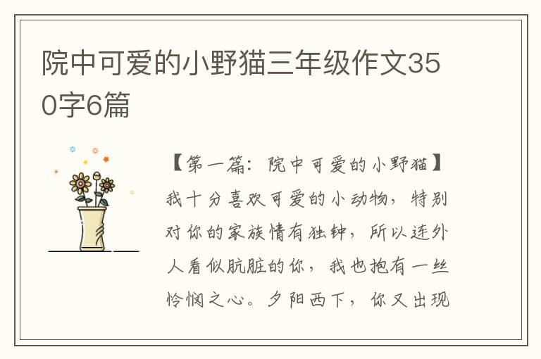 院中可爱的小野猫三年级作文350字6篇