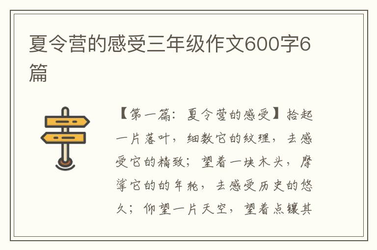 夏令营的感受三年级作文600字6篇