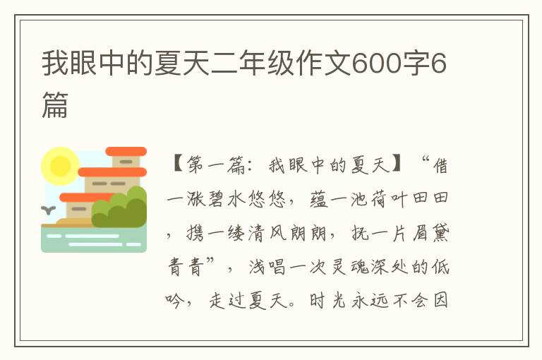 我眼中的夏天二年级作文600字6篇