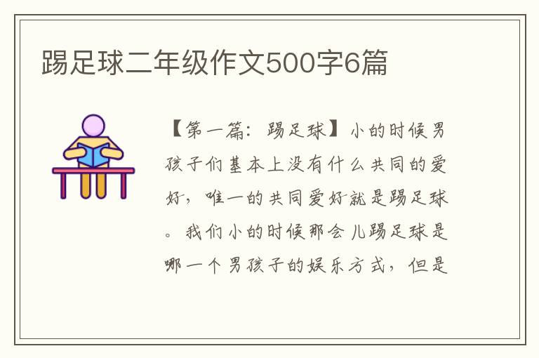 踢足球二年级作文500字6篇