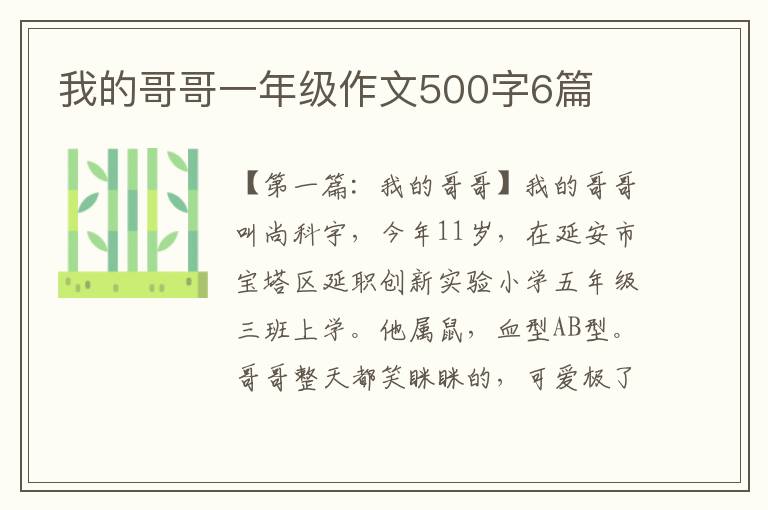 我的哥哥一年级作文500字6篇