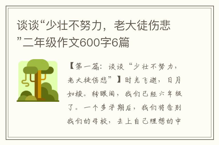 谈谈“少壮不努力，老大徒伤悲”二年级作文600字6篇