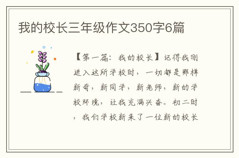 我的校长三年级作文350字6篇