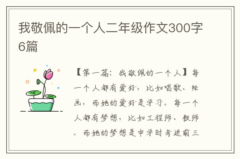 我敬佩的一个人二年级作文300字6篇