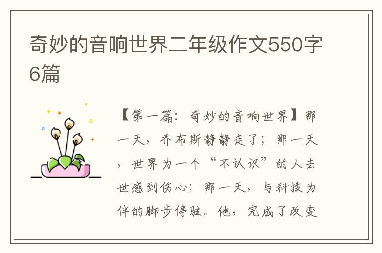 奇妙的音响世界二年级作文550字6篇