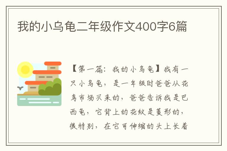 我的小乌龟二年级作文400字6篇