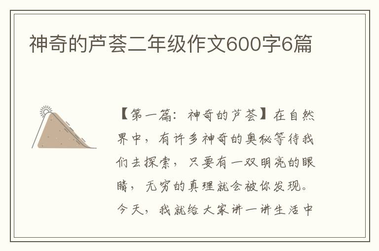 神奇的芦荟二年级作文600字6篇