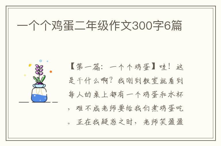 一个个鸡蛋二年级作文300字6篇