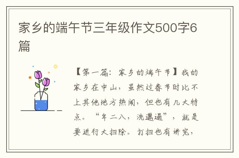 家乡的端午节三年级作文500字6篇