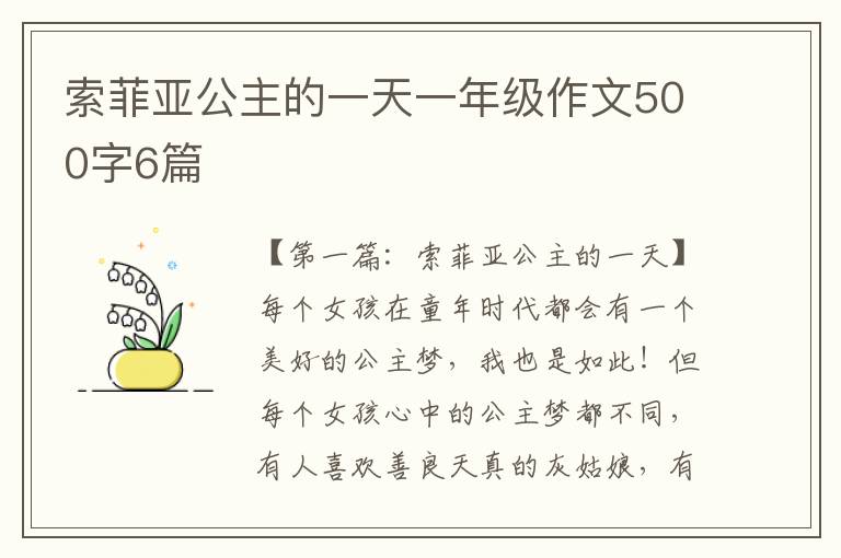 索菲亚公主的一天一年级作文500字6篇