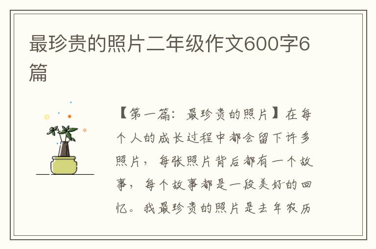 最珍贵的照片二年级作文600字6篇