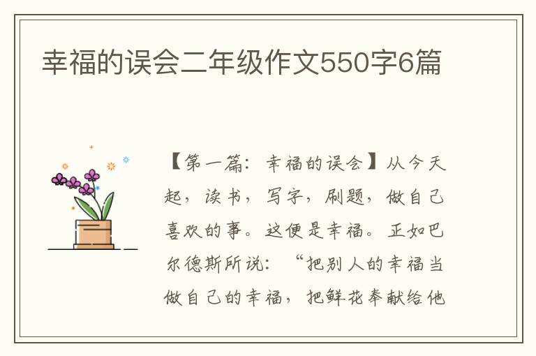 幸福的误会二年级作文550字6篇