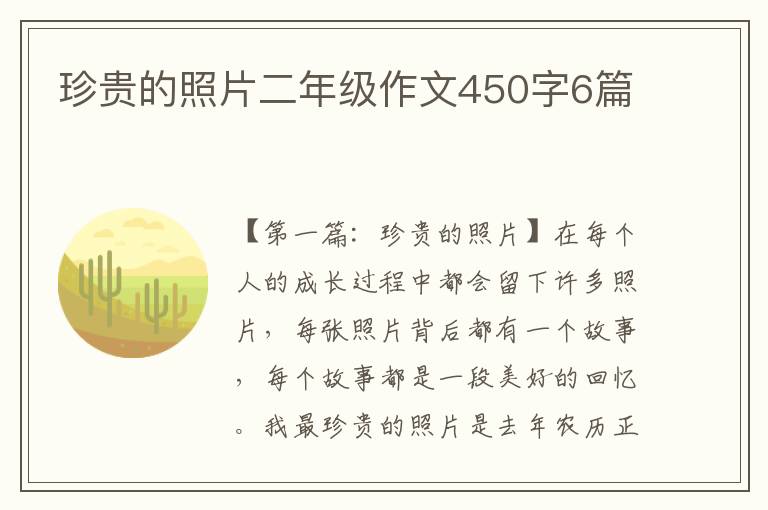 珍贵的照片二年级作文450字6篇