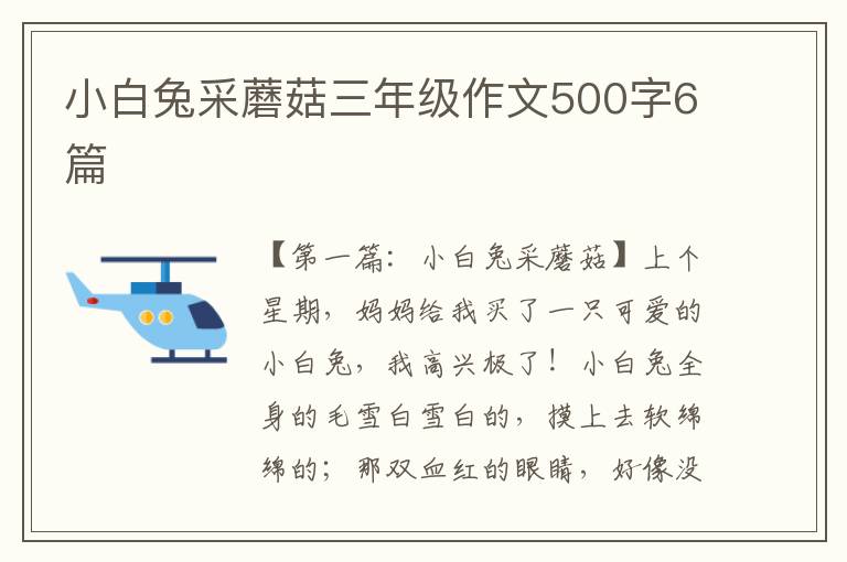 小白兔采蘑菇三年级作文500字6篇