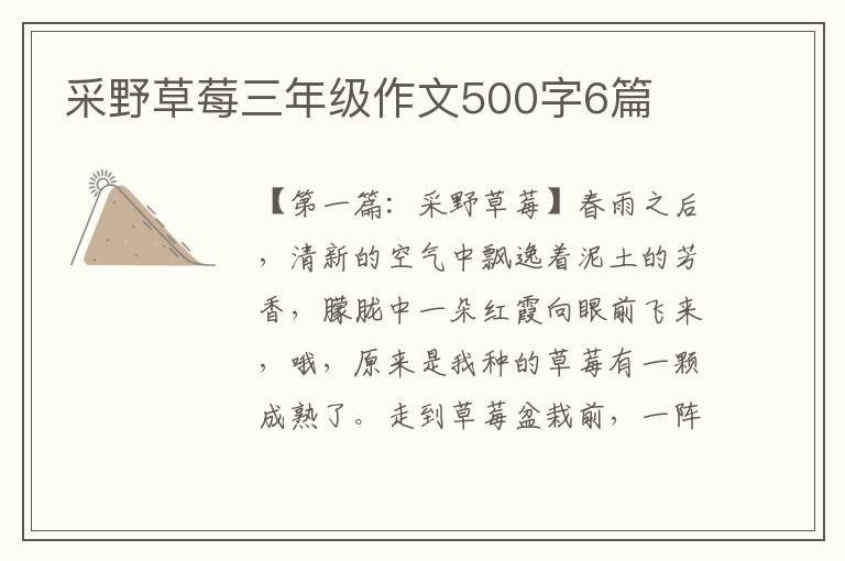 采野草莓三年级作文500字6篇