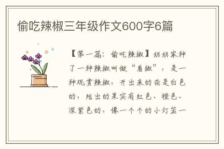 偷吃辣椒三年级作文600字6篇