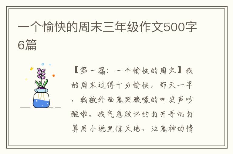 一个愉快的周末三年级作文500字6篇