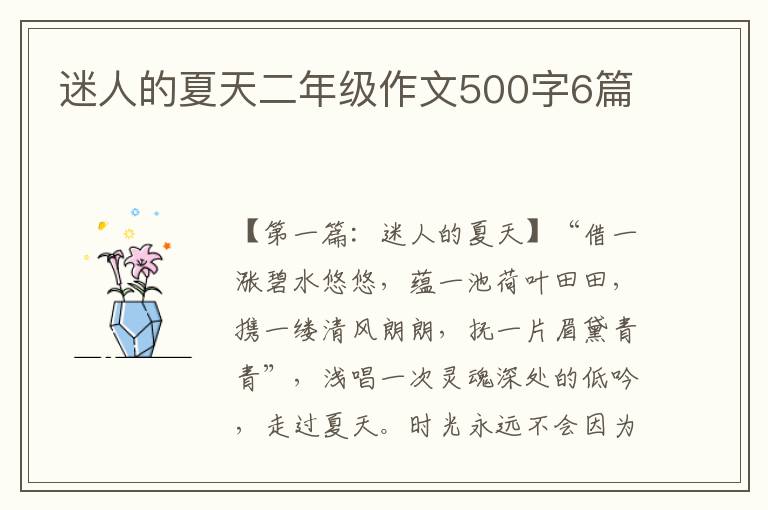 迷人的夏天二年级作文500字6篇