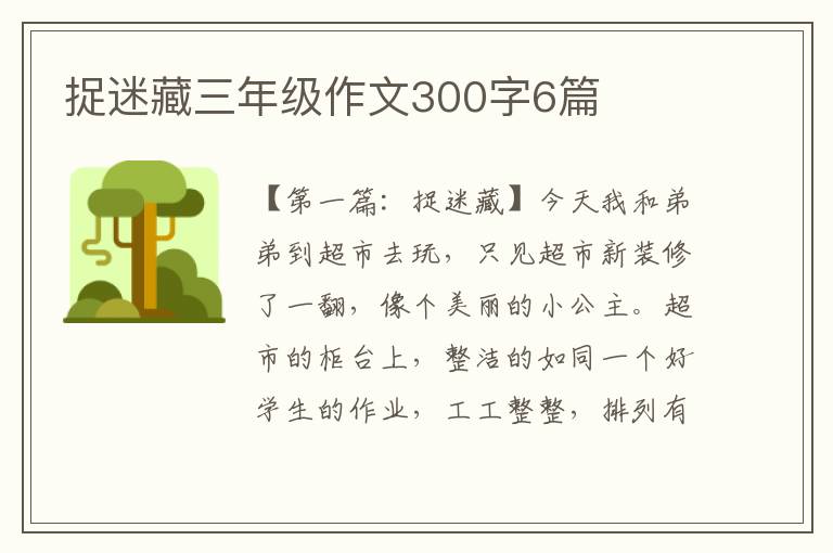 捉迷藏三年级作文300字6篇