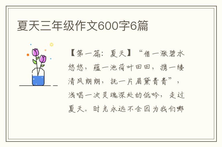 夏天三年级作文600字6篇