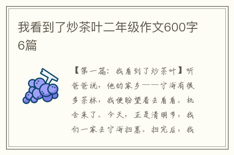 我看到了炒茶叶二年级作文600字6篇