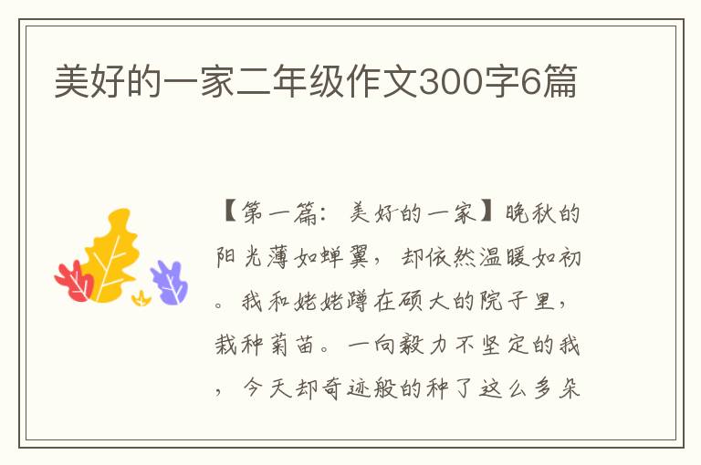 美好的一家二年级作文300字6篇