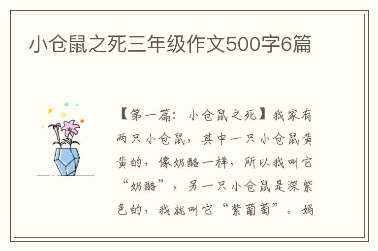 小仓鼠之死三年级作文500字6篇