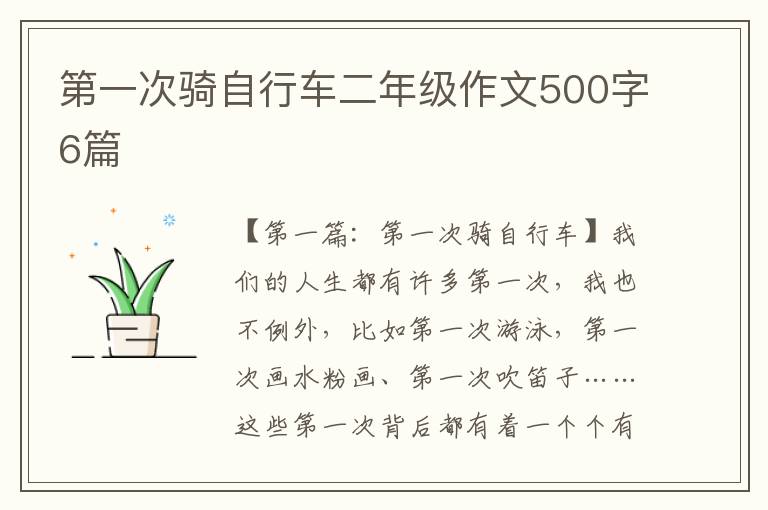 第一次骑自行车二年级作文500字6篇