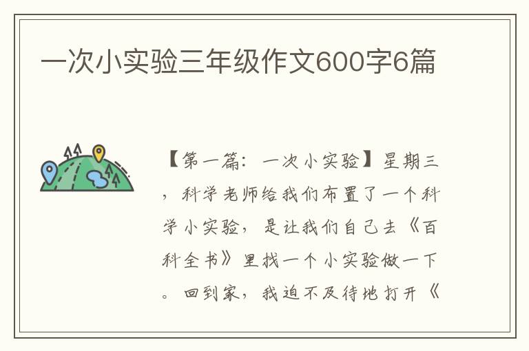 一次小实验三年级作文600字6篇