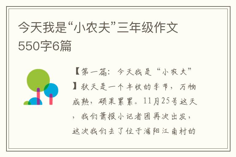 今天我是“小农夫”三年级作文550字6篇