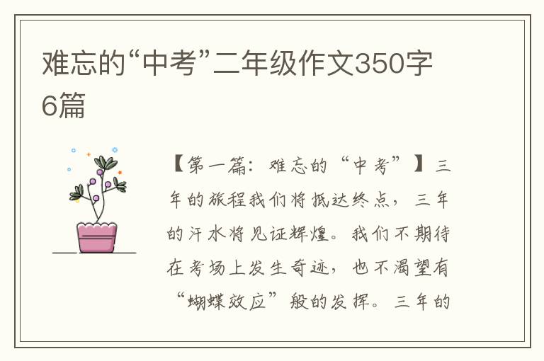 难忘的“中考”二年级作文350字6篇