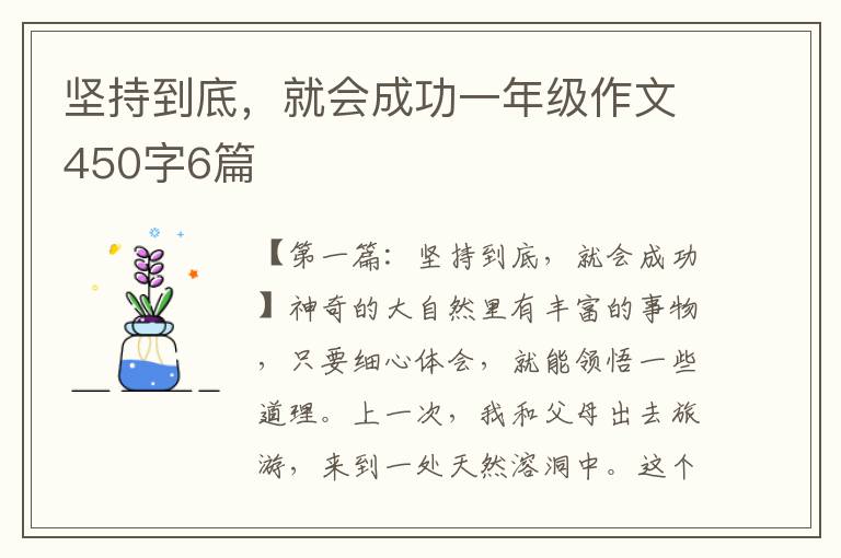 坚持到底，就会成功一年级作文450字6篇