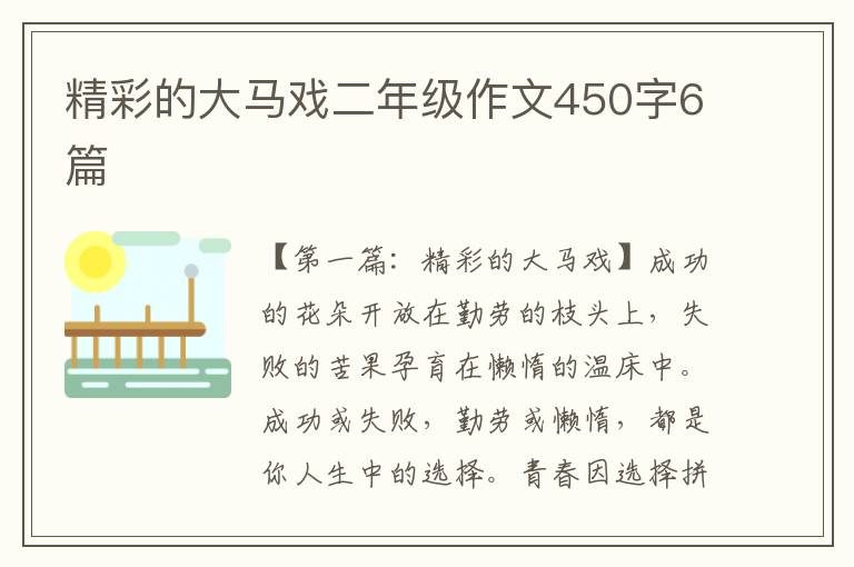 精彩的大马戏二年级作文450字6篇