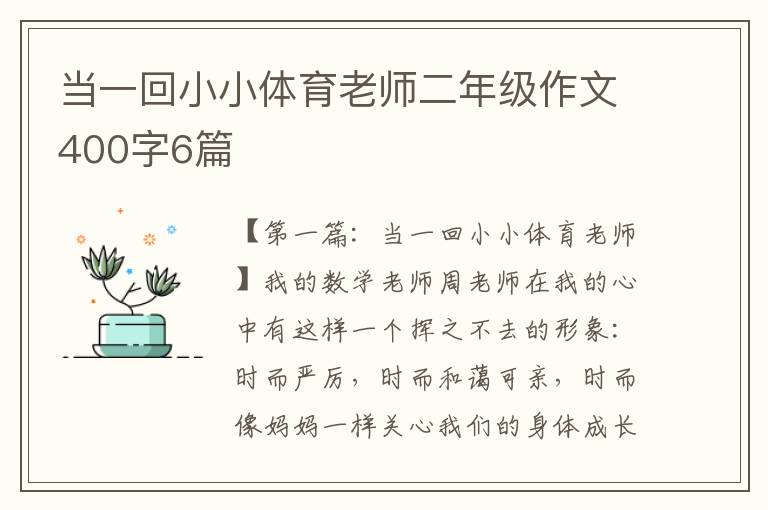 当一回小小体育老师二年级作文400字6篇