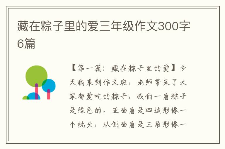 藏在粽子里的爱三年级作文300字6篇