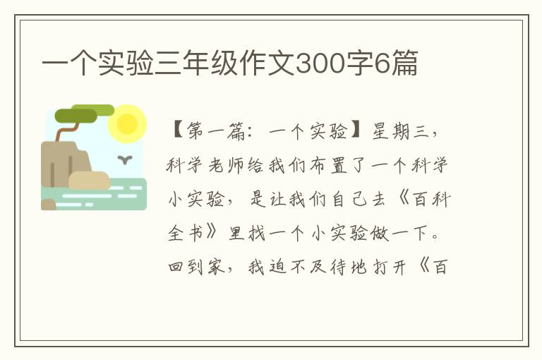 一个实验三年级作文300字6篇