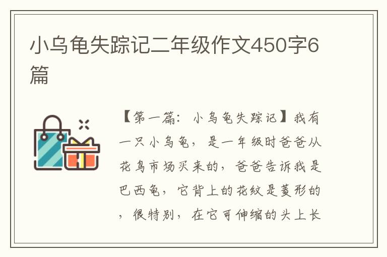 小乌龟失踪记二年级作文450字6篇