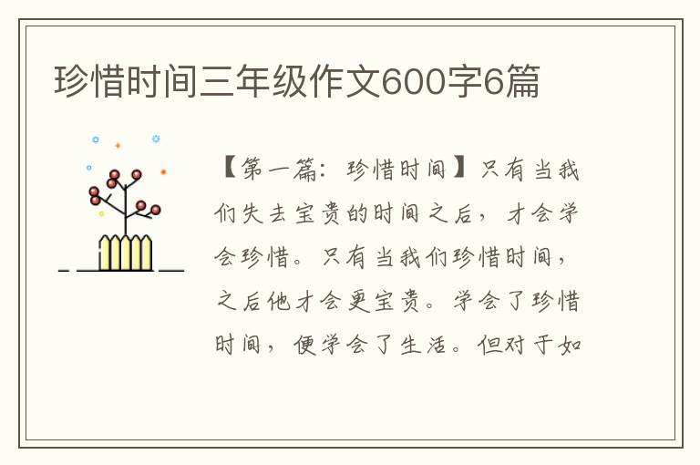 珍惜时间三年级作文600字6篇