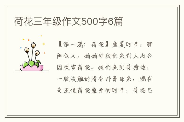 荷花三年级作文500字6篇